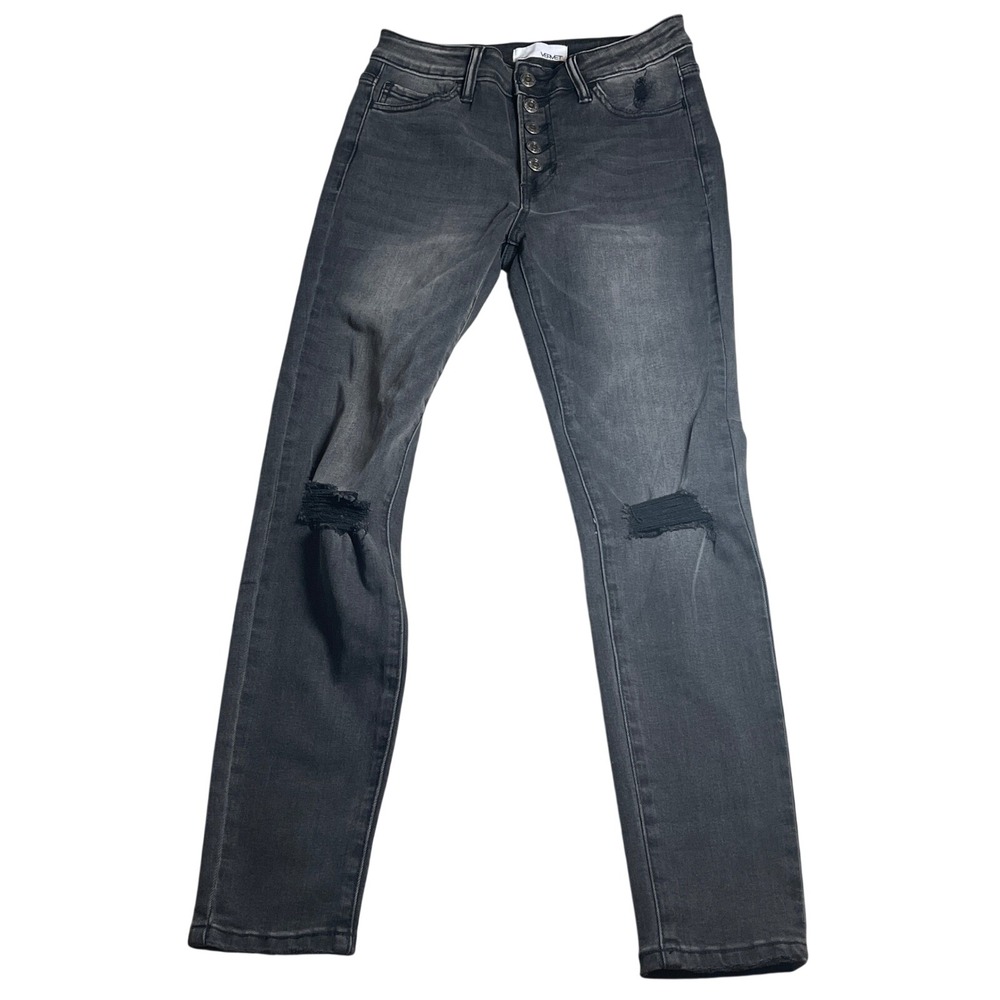 VERVET LOS ANGELES Distressed Gray Button Fly Skinny‎ Jeans Women  28